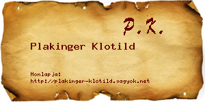 Plakinger Klotild névjegykártya